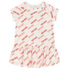 Younger Girls Ivory & Pink Logo Dress, 1, hi-res