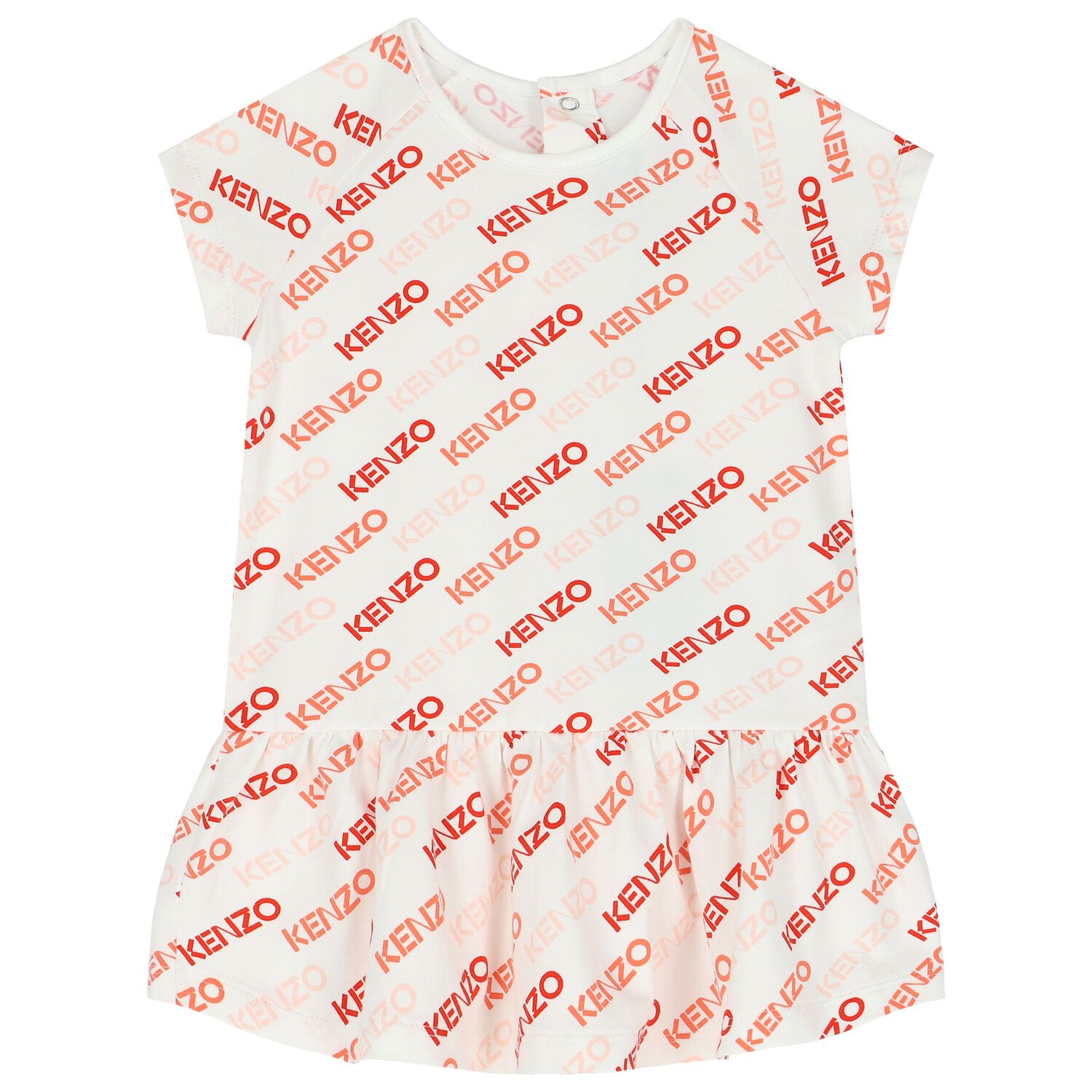 Younger Girls Ivory & Pink Logo Dress, 1, hi-res