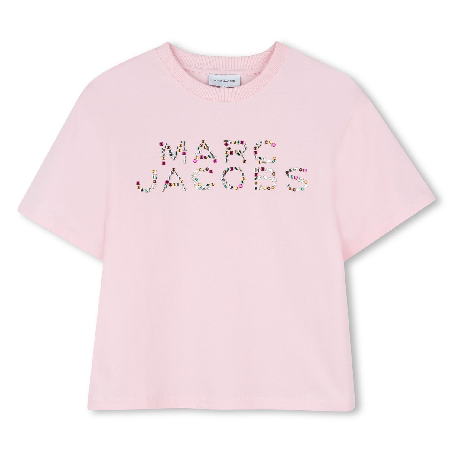 Girls Pink Logo Rhinestone T-Shirt, 2, hi-res