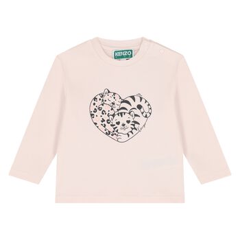Younger Girls Beige Tiger Long Sleeve Top