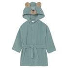 Baby Boys Green Teddy Hooded Robe, 2, hi-res