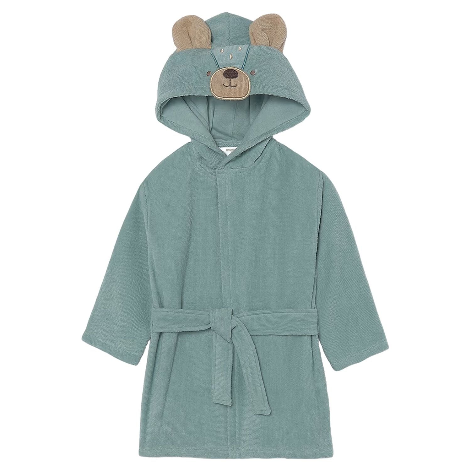 Baby Boys Green Teddy Hooded Robe, 2, hi-res