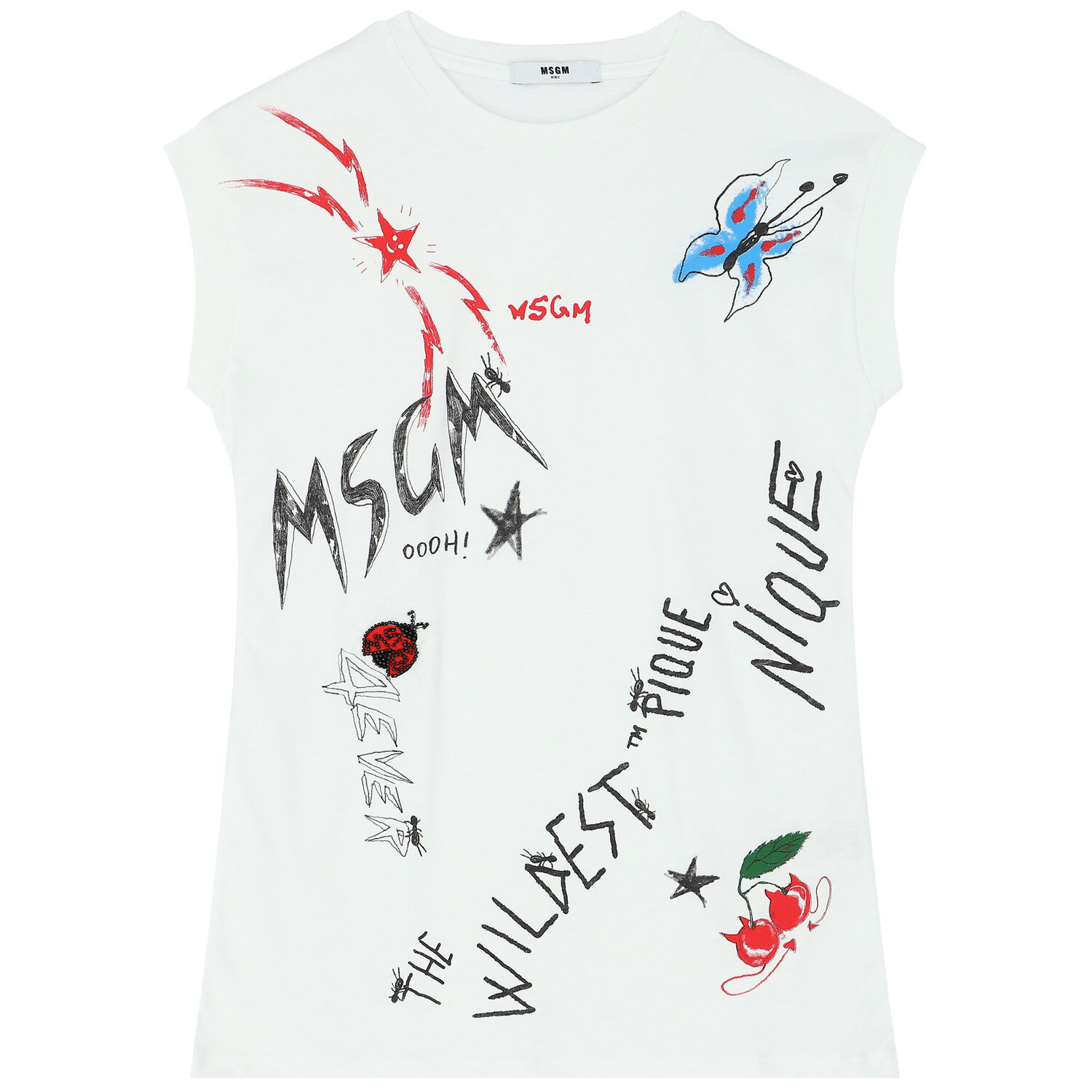 فستان بالشعار باللون الأبيض, 1, hi-res