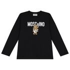 Black Teddy Bear Logo Long Sleeve Top, 1, hi-res