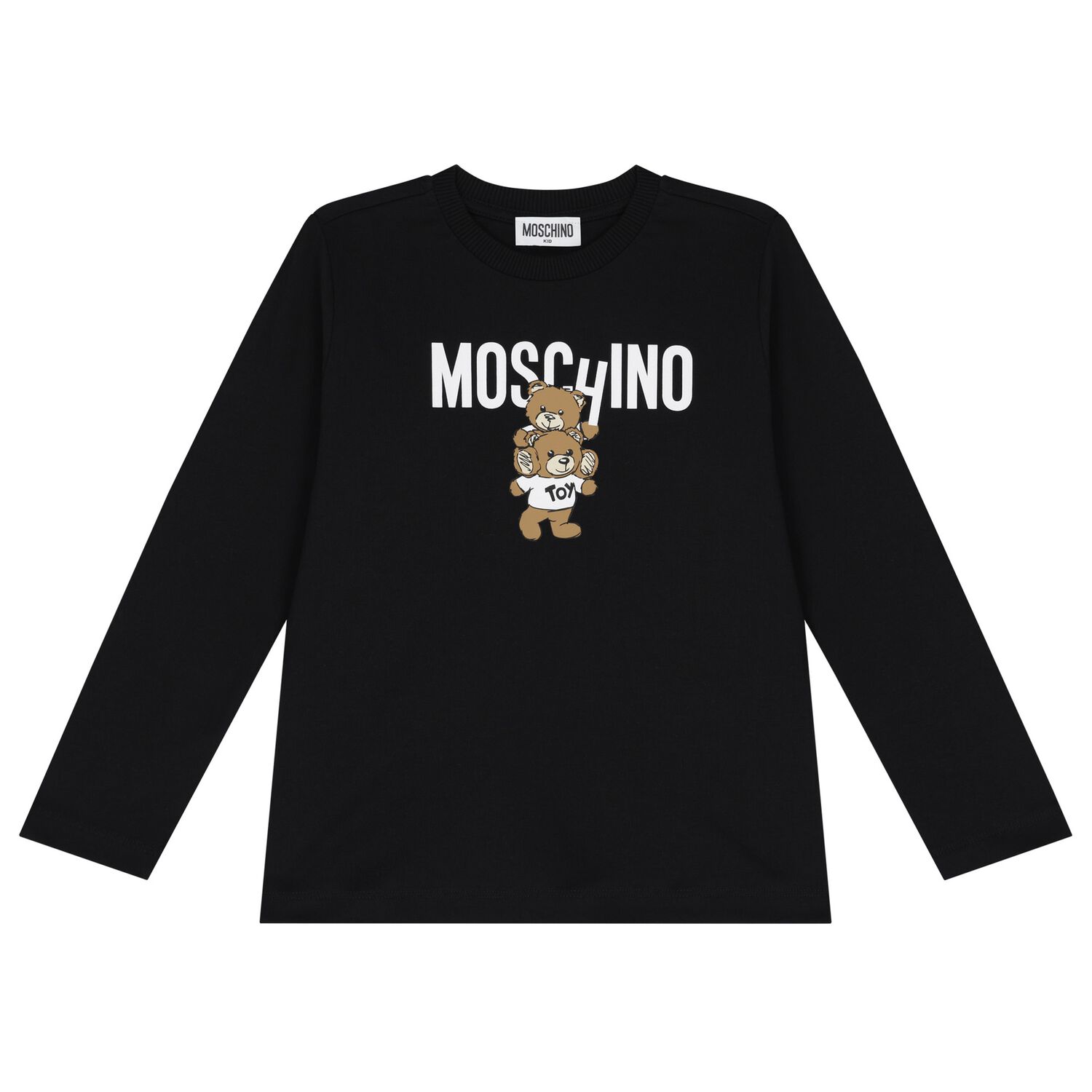 Black Teddy Bear Logo Long Sleeve Top, 1, hi-res image number null