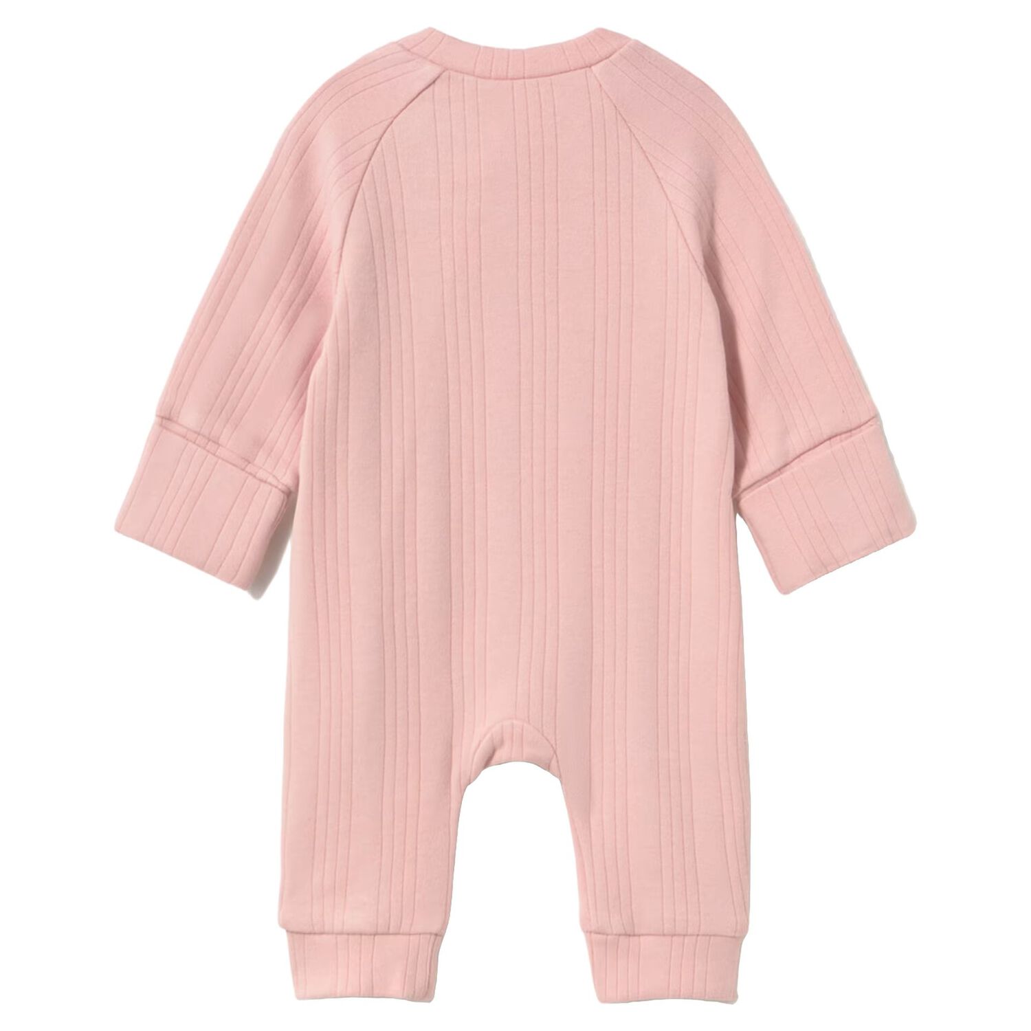 Baby Girls Pink Ribbed Romper, 2, hi-res