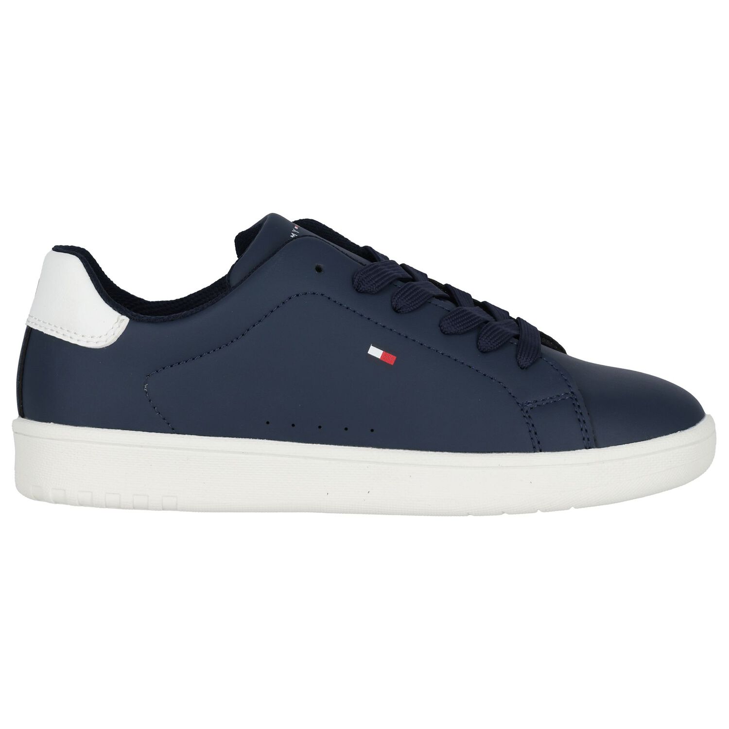 Boys Navy Blue & White Logo Trainers, 1, hi-res