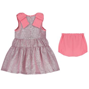Baby Girls Pink Glitter Bow Dress