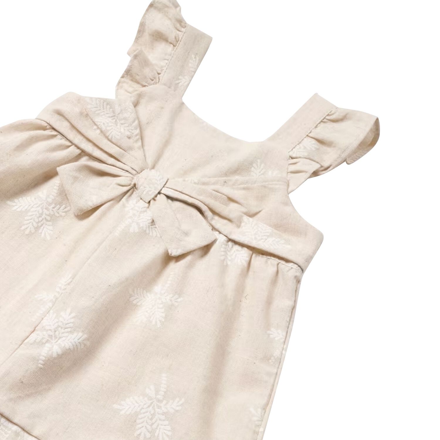 Younger Girls Beige Palm Tree Playsuit, 1, hi-res