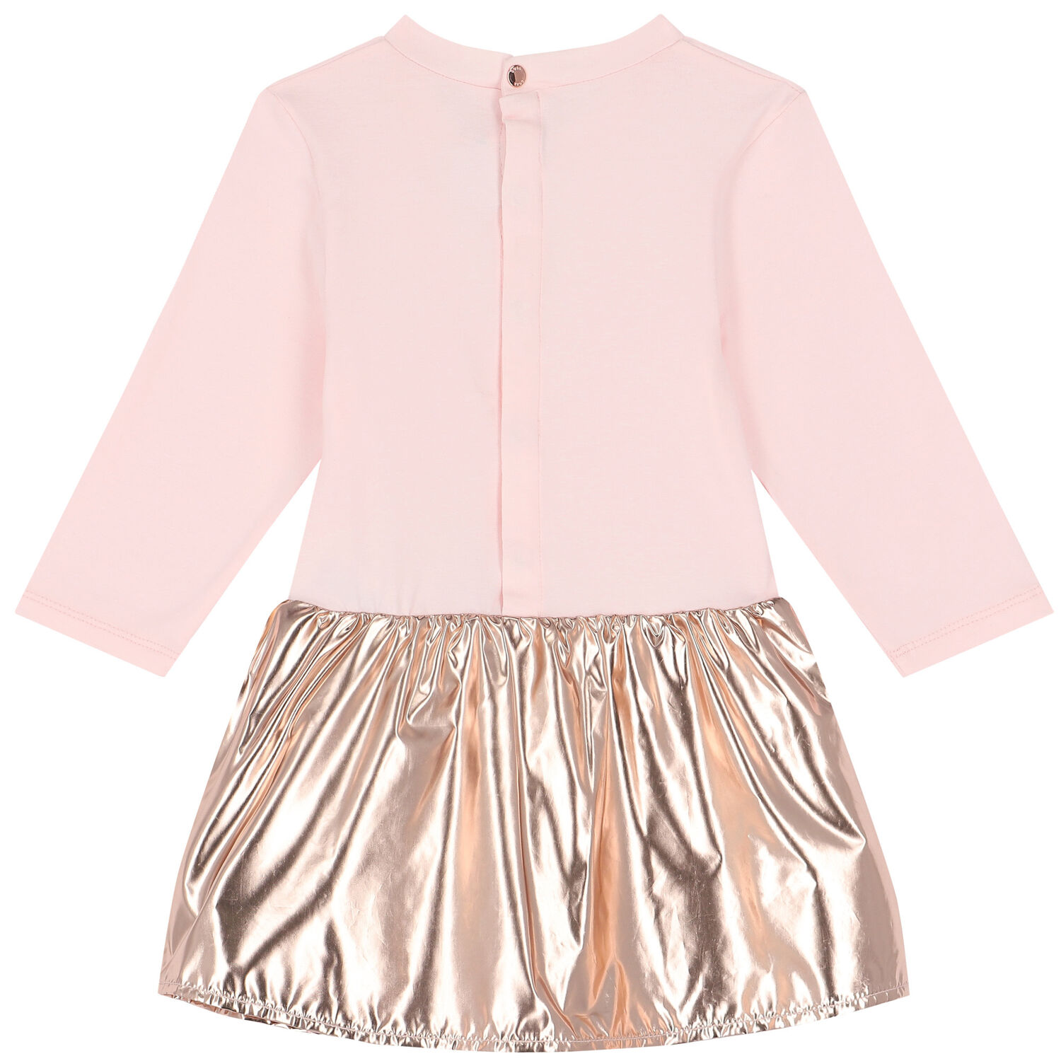 Younger Girls Pink & Metallic Rose Gold Dress, 1, hi-res image number null