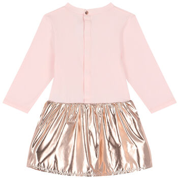 Younger Girls Pink & Metallic Rose Gold Dress