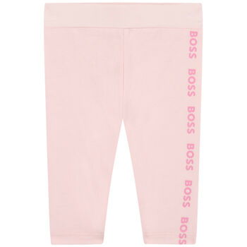 Younger Girls Pink Logo Leggings