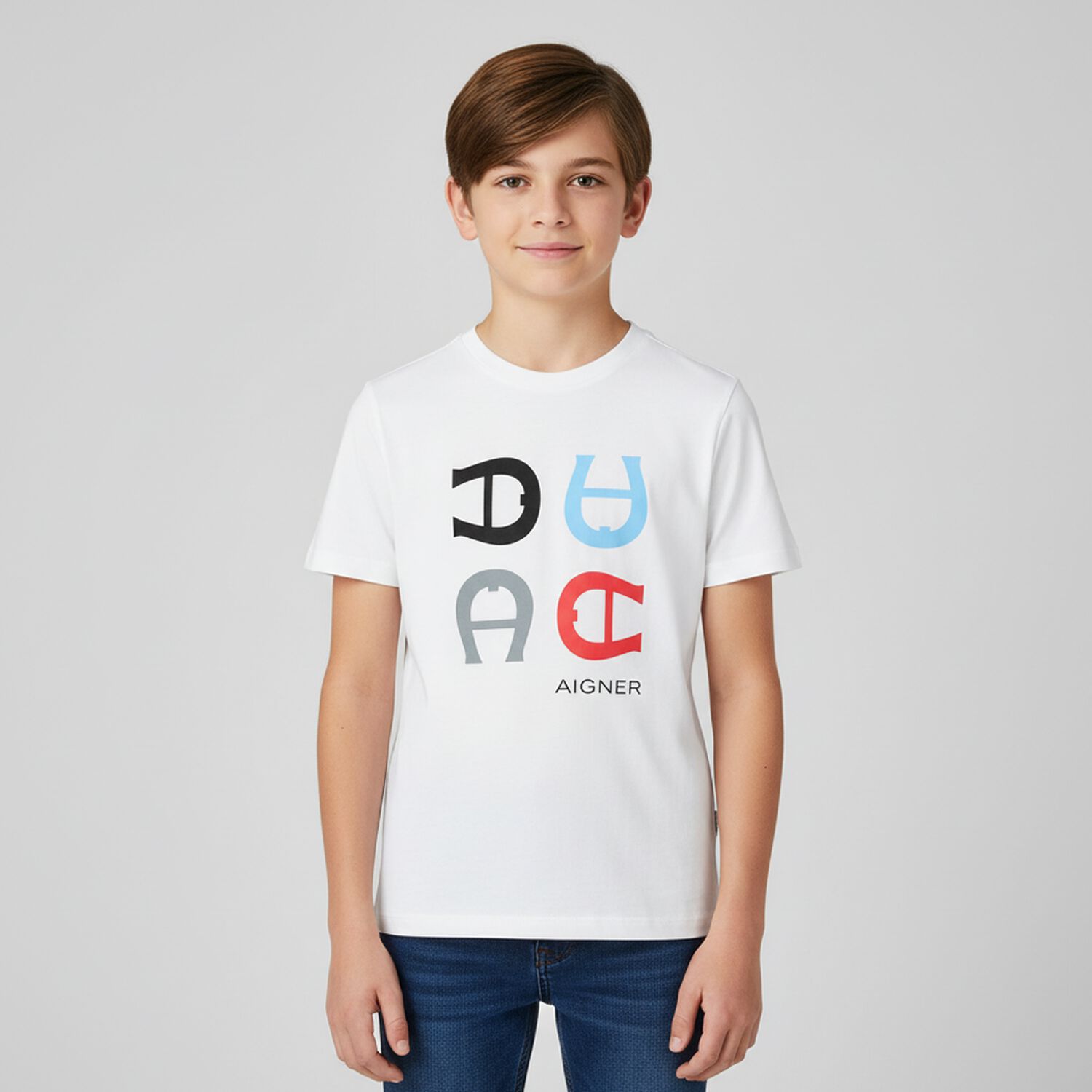 Boys White Logo T-Shirt, 1, hi-res image number null
