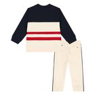 بدلة رياضية بالشعار باللون الكحلى و البيج  للأولاد , 1, hi-res