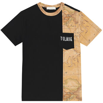 Boys Black & Beige Logo Geo Map T-Shirt
