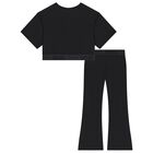 Girls Black Logo Leggings Set, 2, hi-res