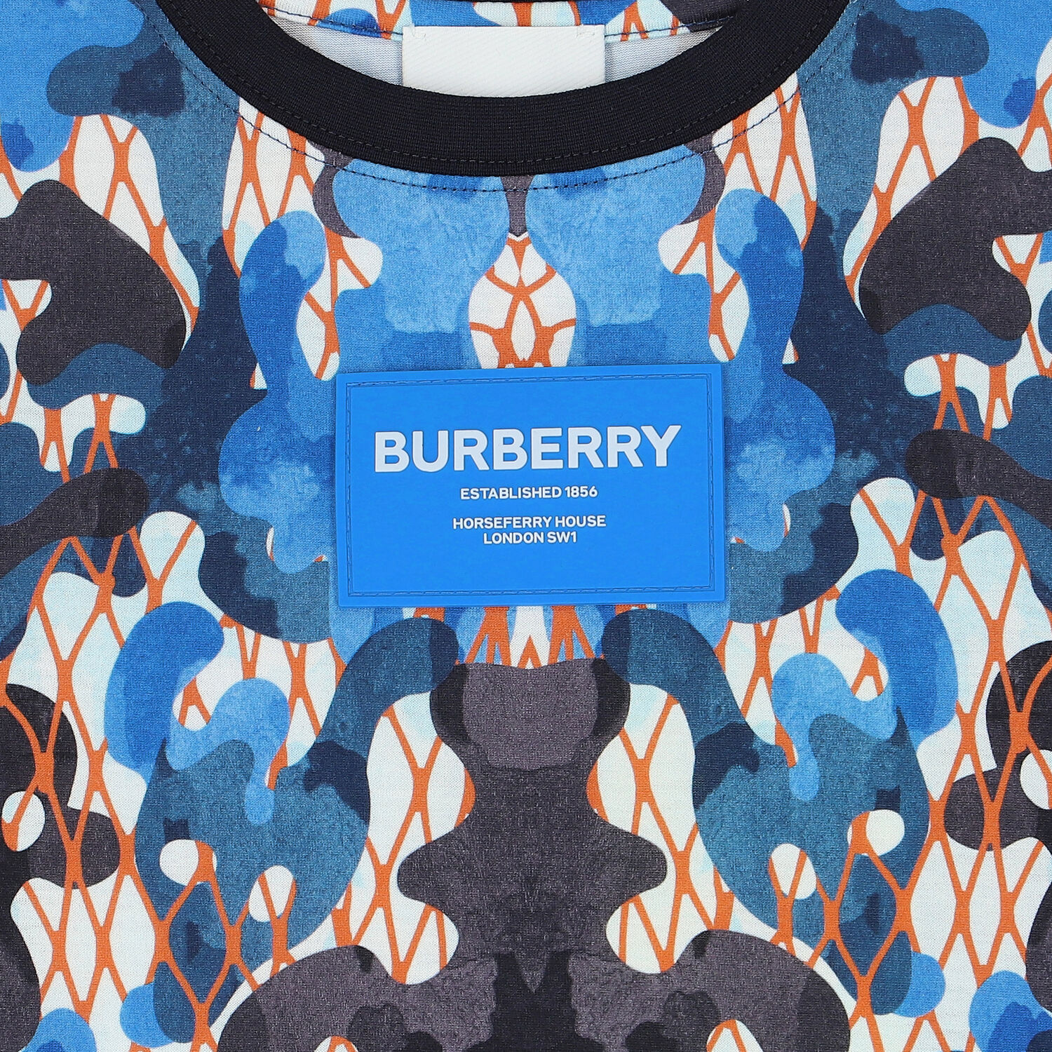 تيشيرت قطن بالشعار باللون الأزرق للأولاد, 1, hi-res