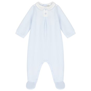 Baby Boys White & Blue Babygrow