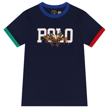 Boys Navy Blue Logo T-Shirt