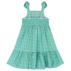 Girls Green Floral Smocked Dress Set, 1, hi-res