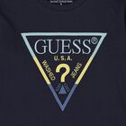 توب أولاد بأكمام بالشعار باللون الكحلي, 2, hi-res