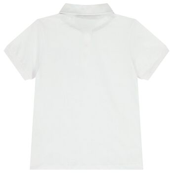 قميص بولو بالللون الأبيض بشعار للأولاد