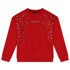 سويت شيرت بنات بالشعار مطرز باللون الأحمر, 2, hi-res