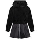 Girls Black Logo Hooded Dress, 1, hi-res