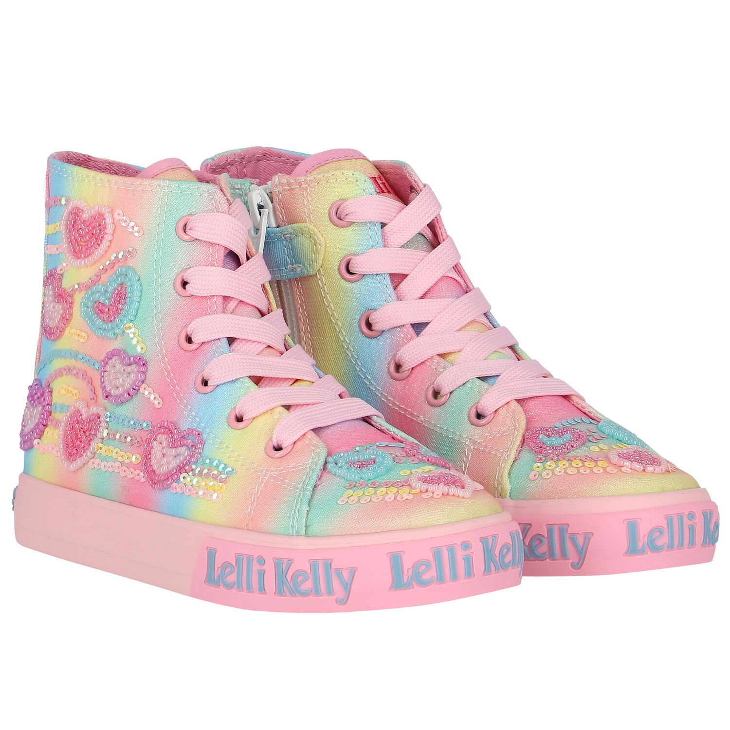 حذاء بنات رياضي بالشعار ألوان قوس قزح, 1, hi-res