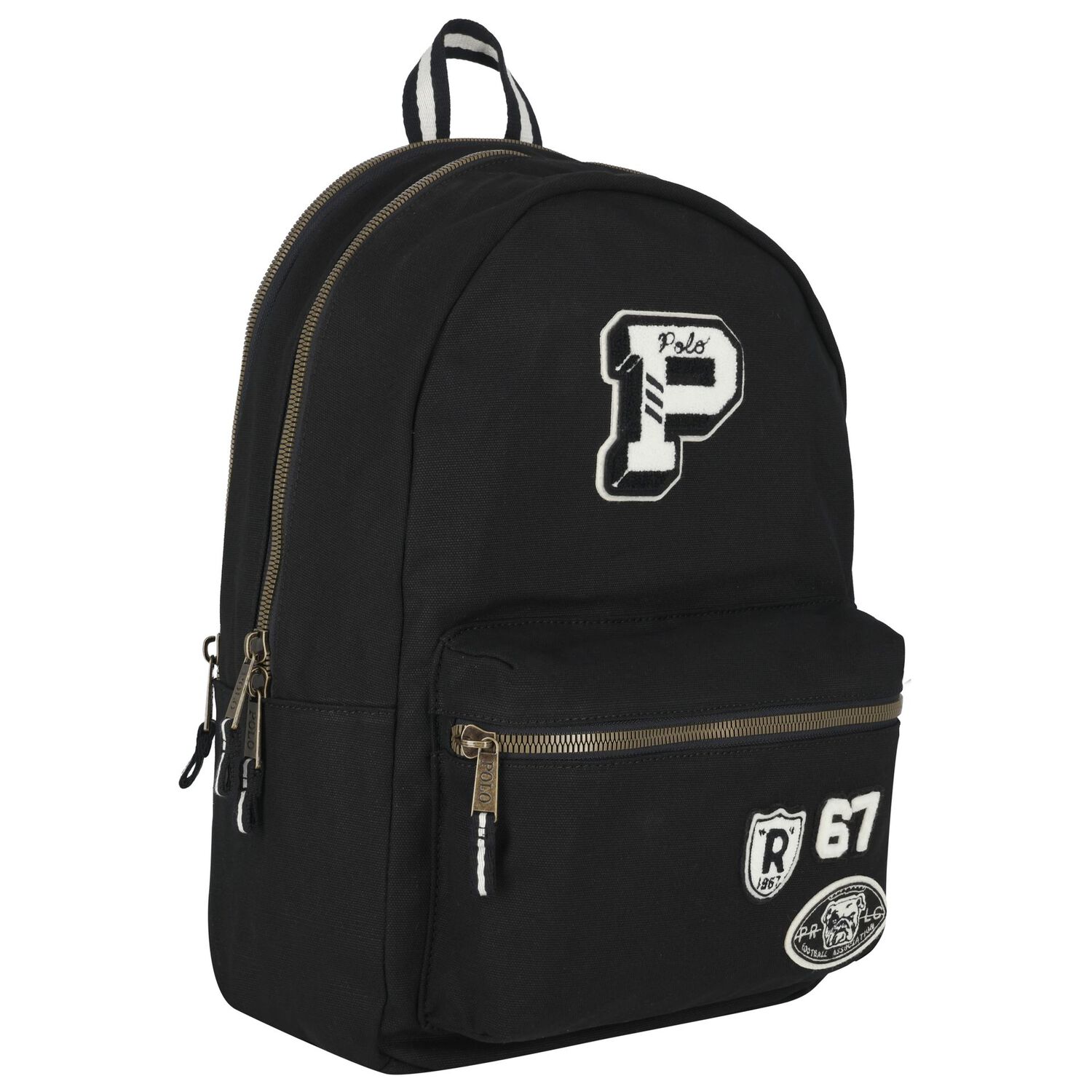 Boys Black Logo Varsity Backpack, 2, hi-res