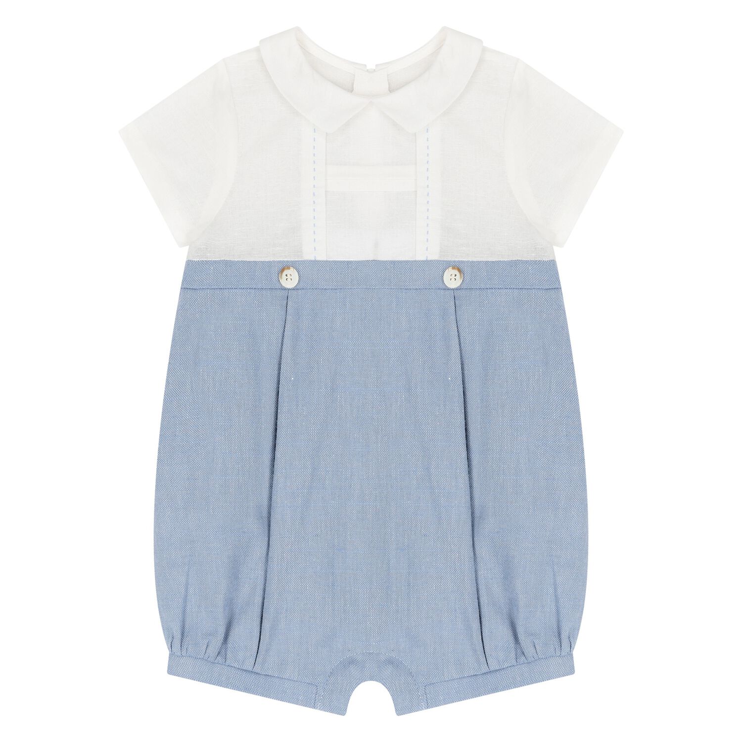 Baby Boys White & Blue Romper, 2, hi-res