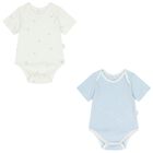 Baby Boys White & Blue Bodysuits ( 2-Pack ), 1, hi-res