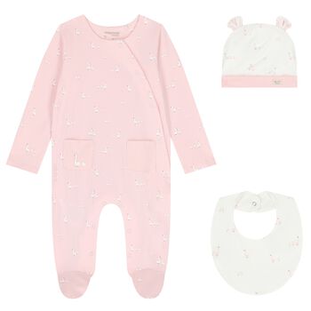 Baby Girls Pink & White Babygrow Gift Set