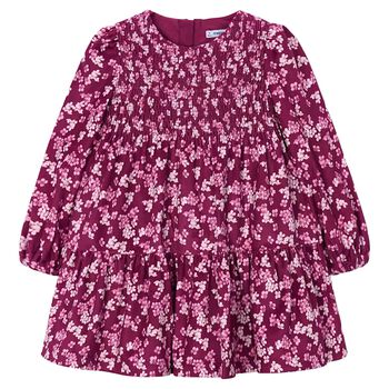Girls Burgundy Floral Dress