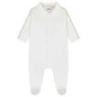 Baby Boys White Logo Babygrow, 1, hi-res