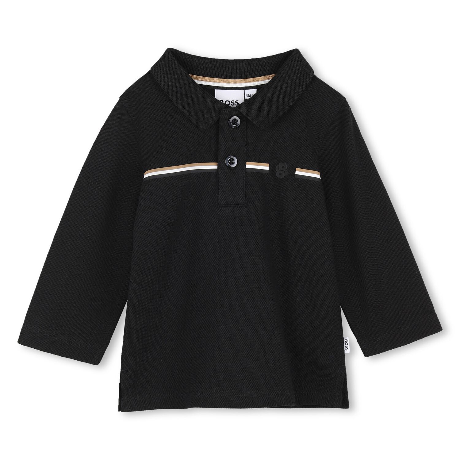 Younger Boys Black Logo Polo Shirt, 1, hi-res
