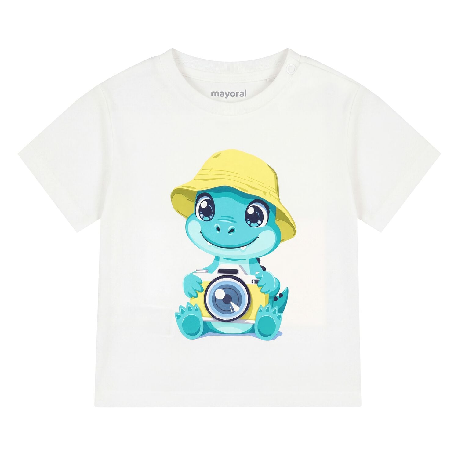 Younger Boys White Crocodile T-Shirt, 1, hi-res