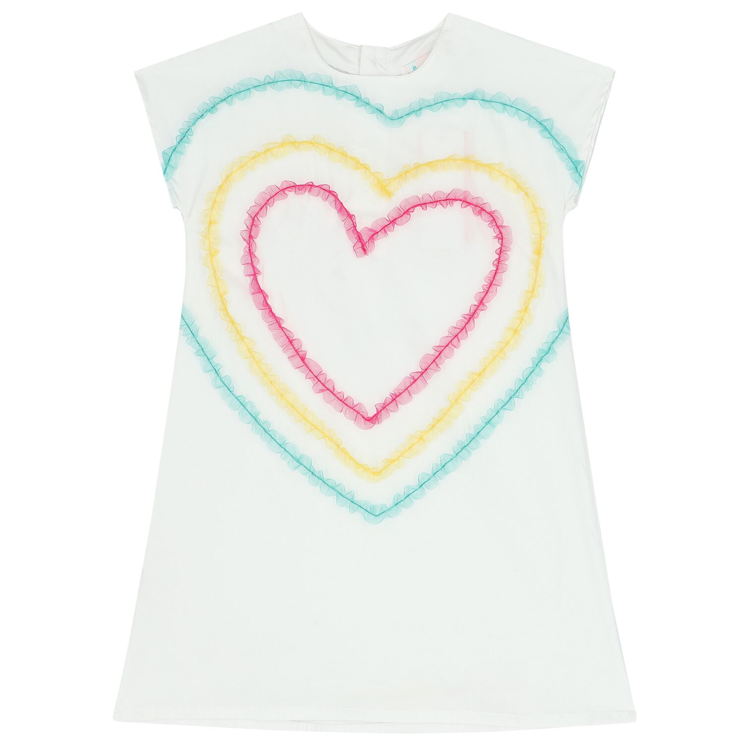 Girls White Heart Dress, 1, hi-res