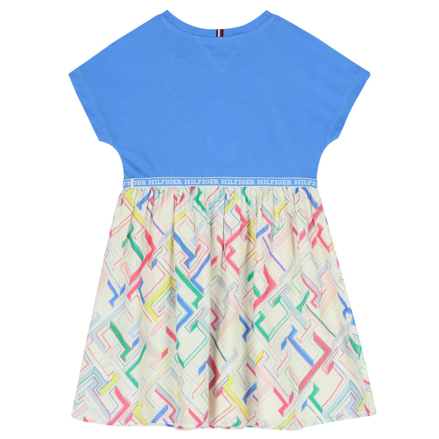 فستان بنات بالشعار باللون الأزرق والعاجي, 1, hi-res image number null