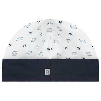 قبعة اولاد باللون الابيض و الازرق الداكن للأطفال