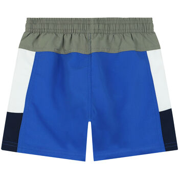 Boys Blue, White & Khaki Logo Swim Shorts