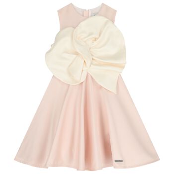 Girls Pink Flower Satin Dress
