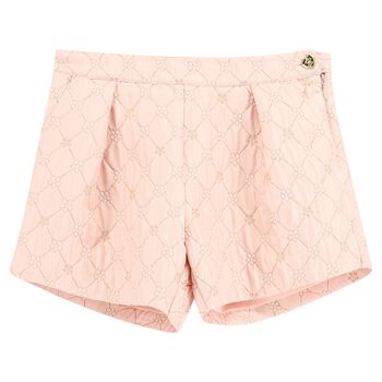 Girls Pink Jacquard Flower Shorts