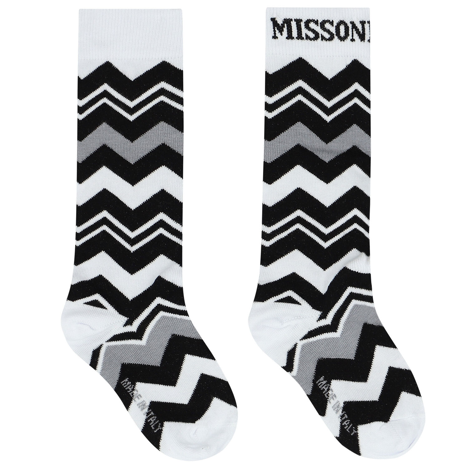 Girls Black & White Logo Zigzag Socks, 1, hi-res image number null