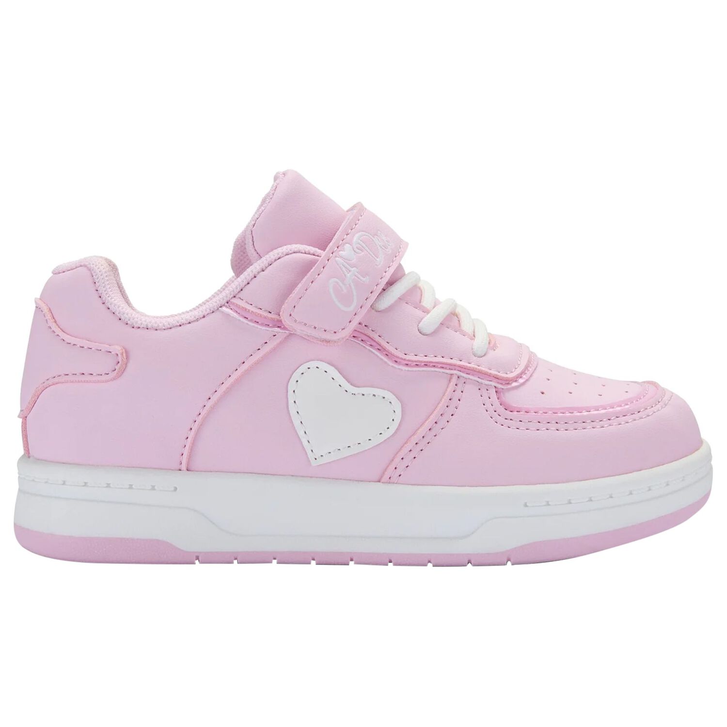 Girls Pink Heart Trainers, 1, hi-res