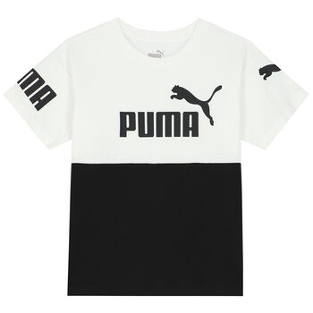 Boys White & Black Logo T-Shirt