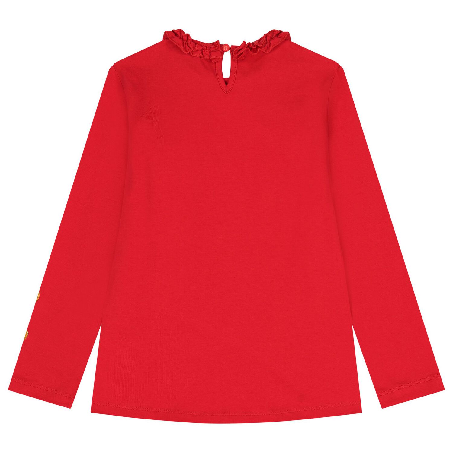 بلوزة بقلوب  لامعة بأكمام طويلة باللون الاحمر  للبنات, 2, hi-res