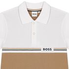 Boys White & Beige Logo Polo Shirt, 2, hi-res