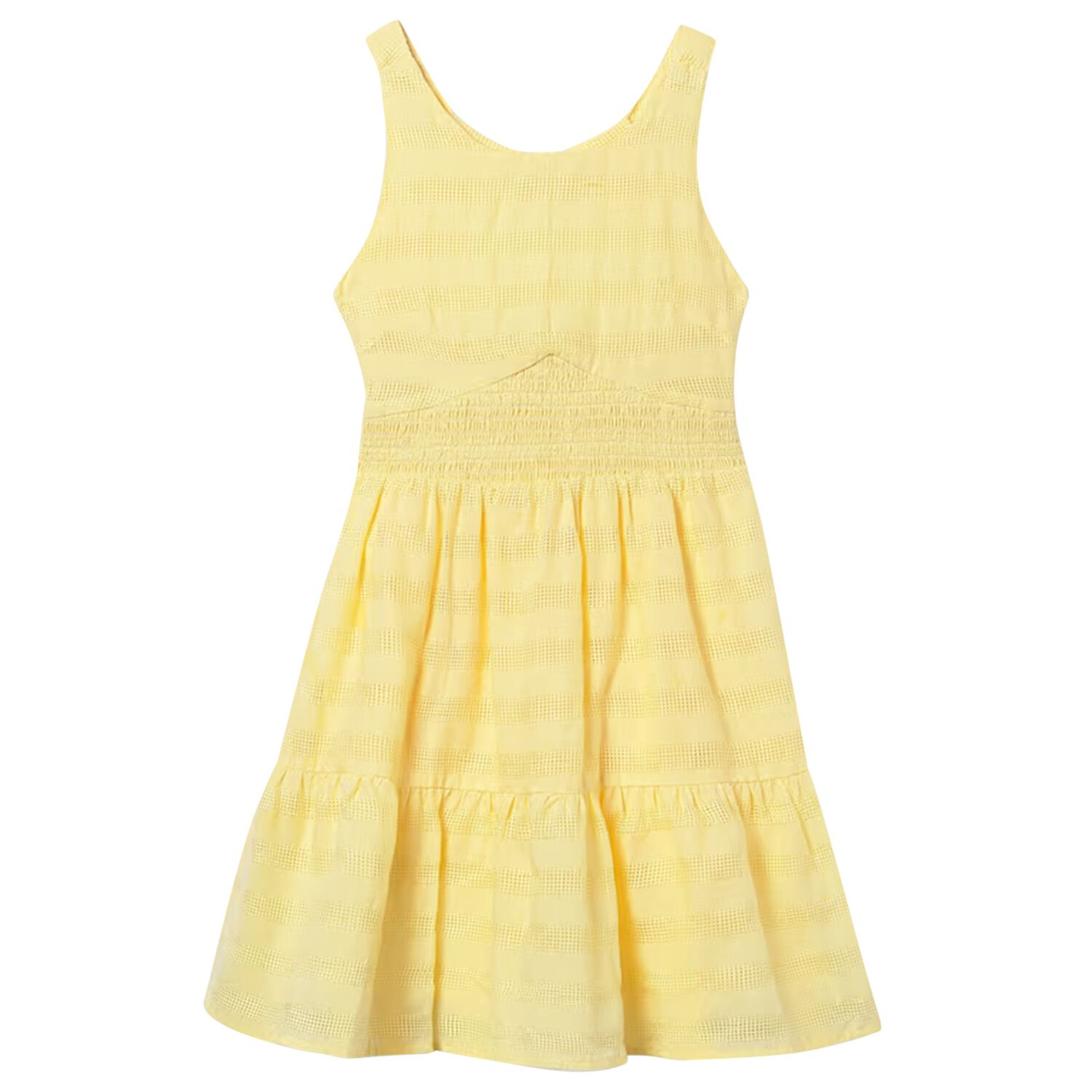 Girls Yellow Tiered Dress, 1, hi-res