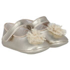 Baby Girls Gold Flower Pre Walker Shoes, 4, hi-res